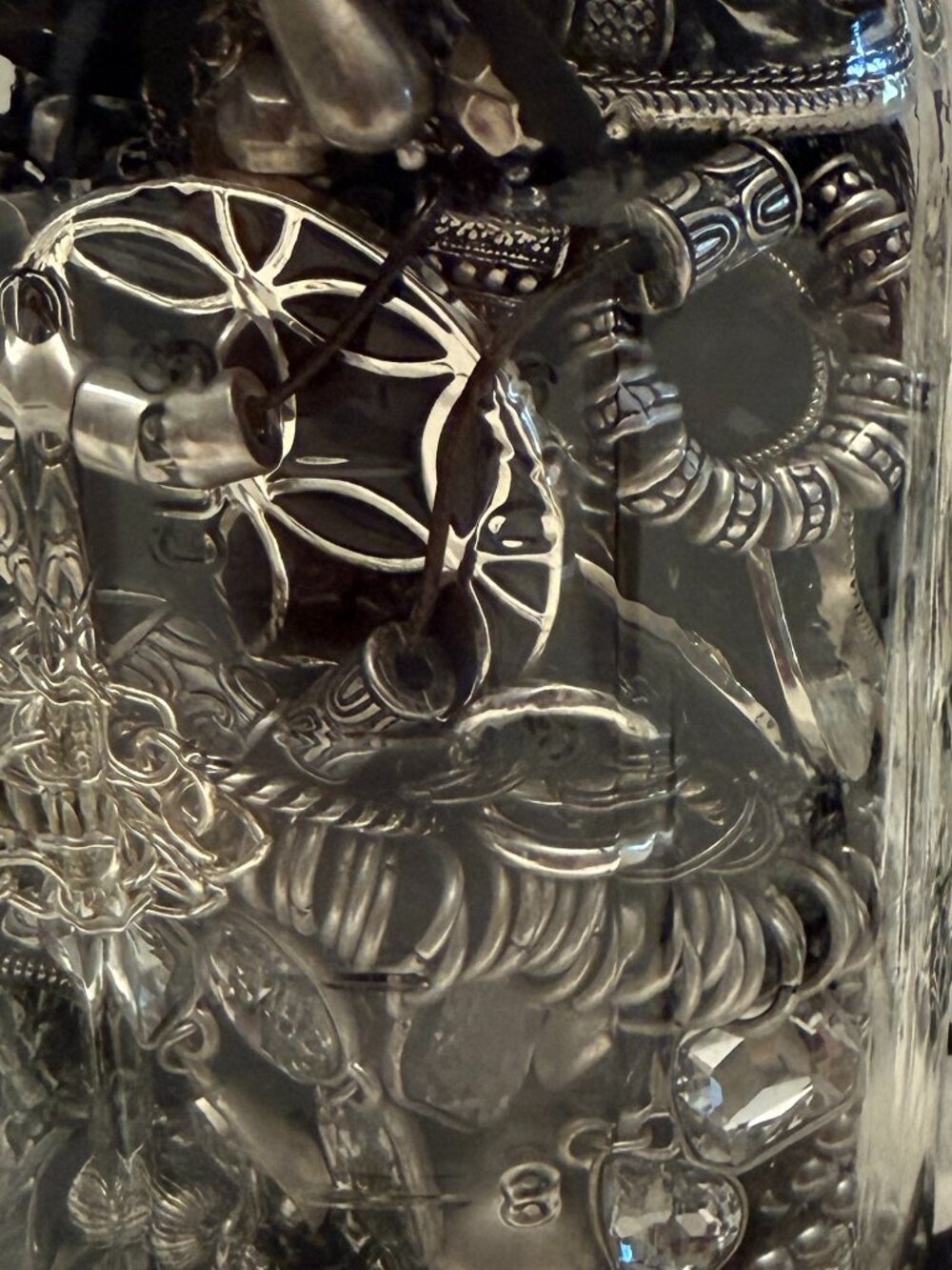 Mystery Jewelry Jar Necklaces Black Silver Tone Over 2 Pounds All New